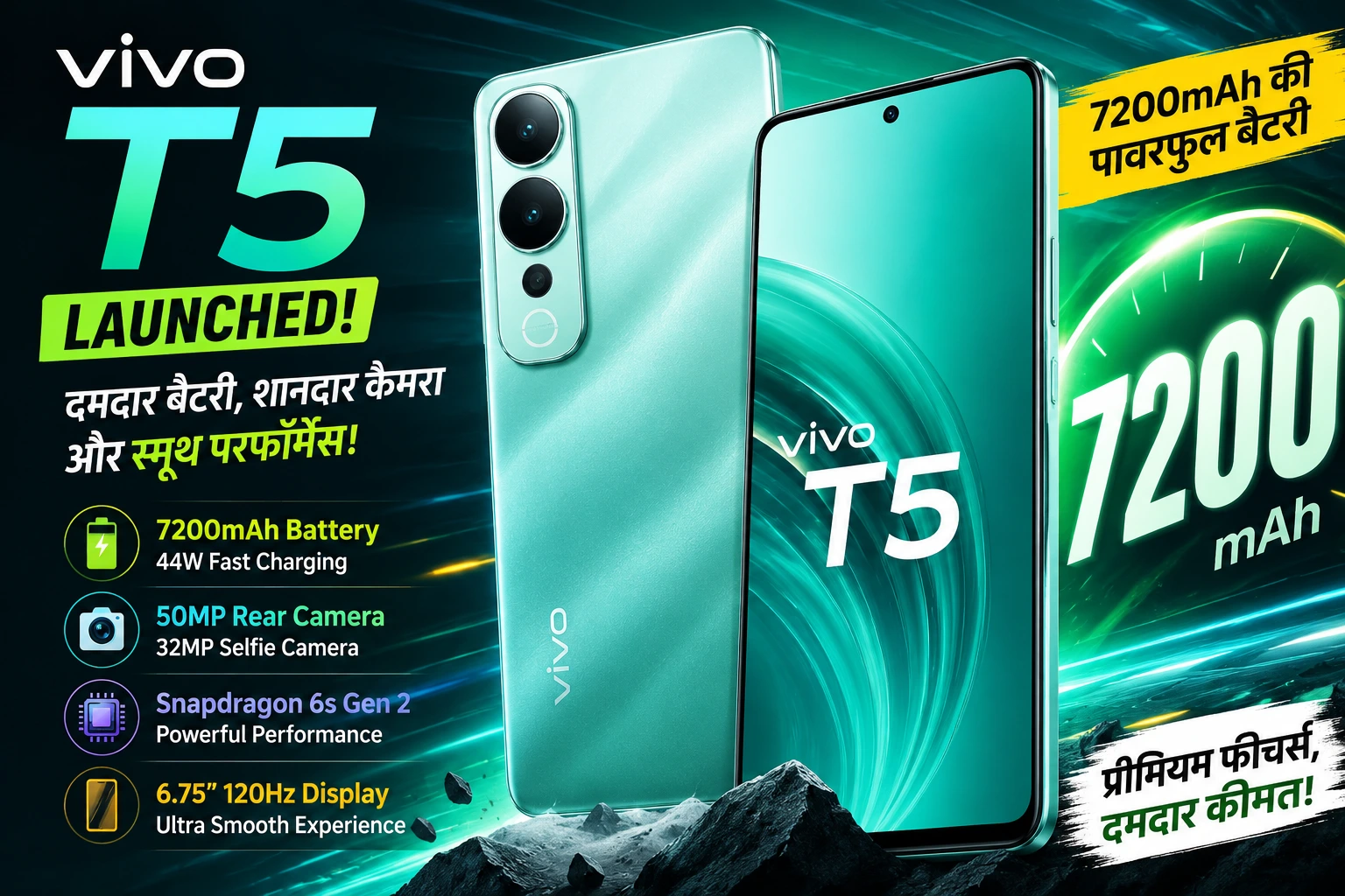 Vivo T5 Launchदार स्मार्टफोन, जानिए कीमत और पूरी डिटेल